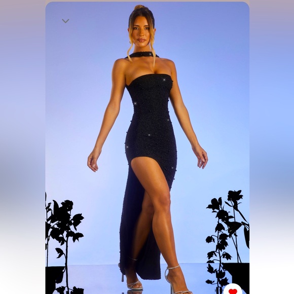 knee length dresses for ladies Yellow Embellished Bandeau Maxi Dress main image 1